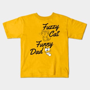fuzzy cat funny dad Kids T-Shirt